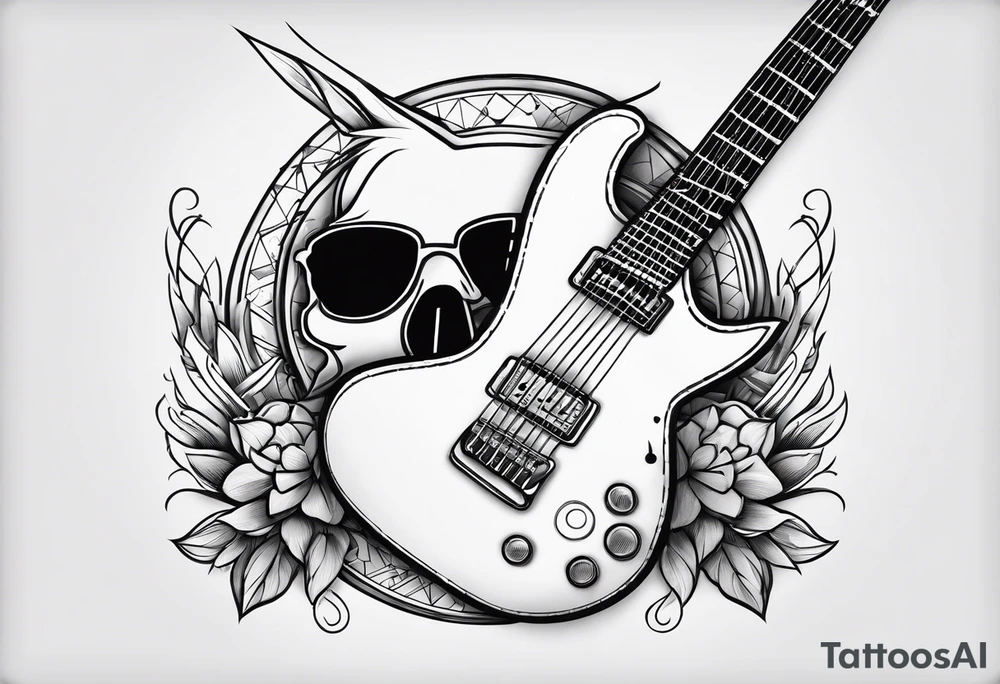 Cricket, Guitar, Running tattoo idea