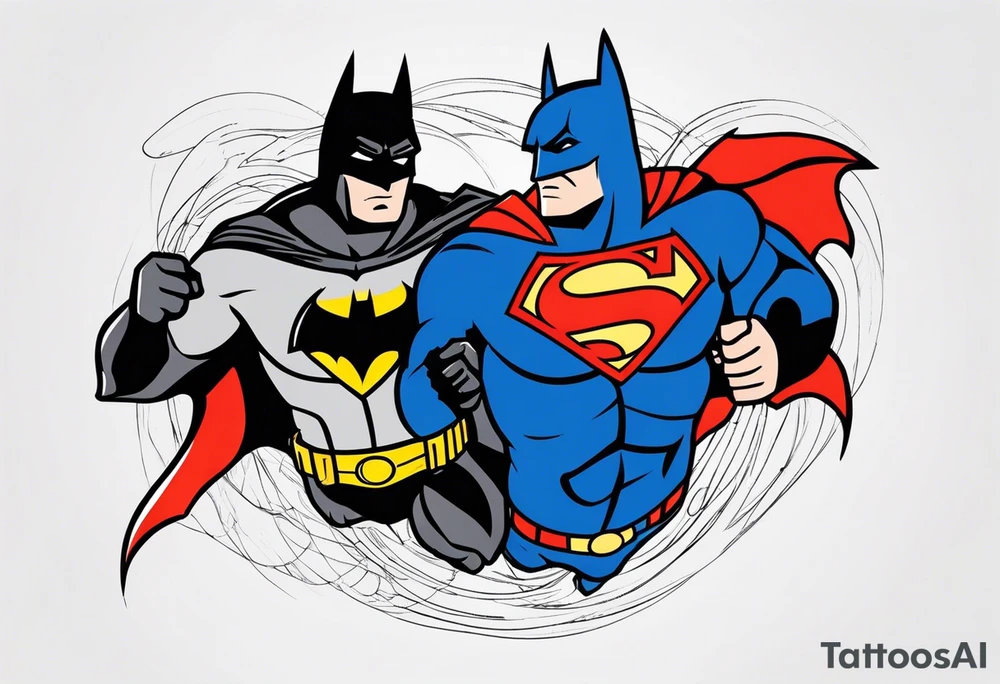 batman fighting superman tattoo idea