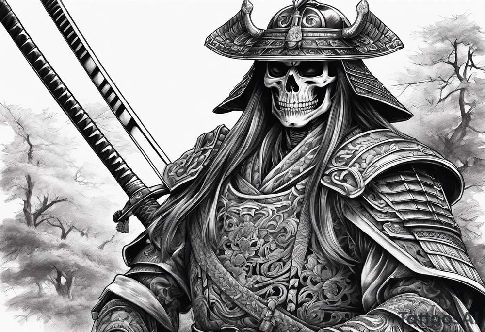 Skeleton samurai tattoo idea