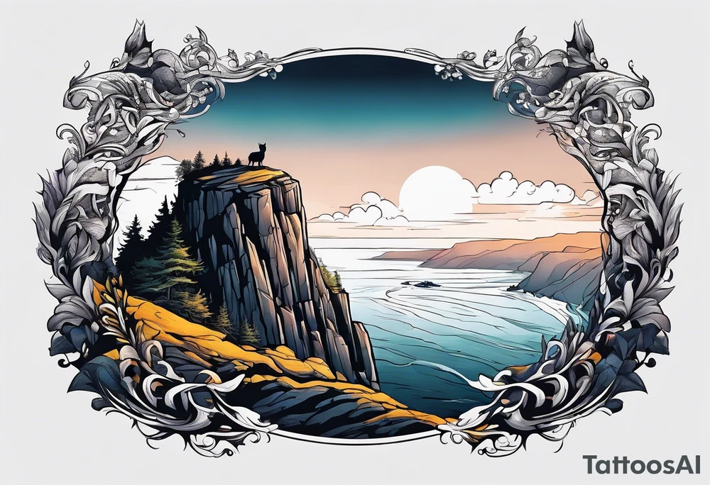 A shadow on the edge of a Cliff looking abound tattoo idea