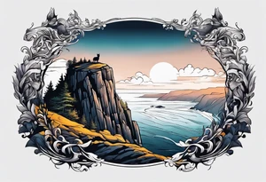 A shadow on the edge of a Cliff looking abound tattoo idea