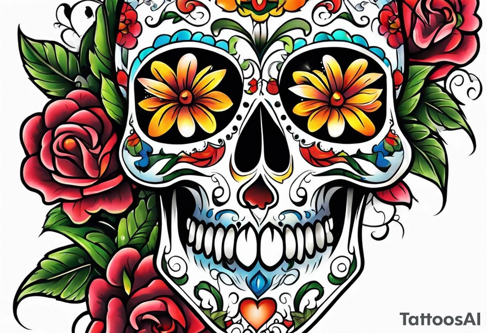 Sugar skull tattoo idea
