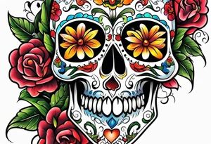 Sugar skull tattoo idea