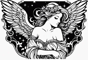 a clipart angel with "my sweet angel" written underneath it tattoo idea