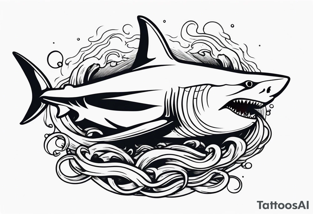 White shark fighting an octopus tattoo idea