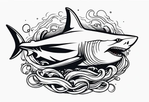White shark fighting an octopus tattoo idea