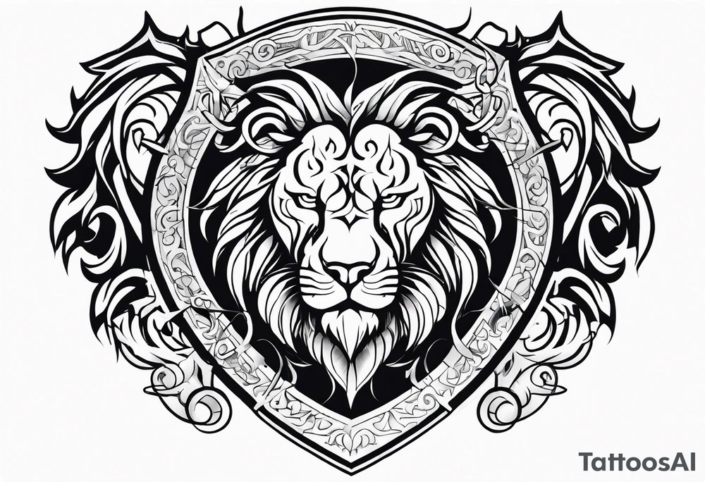 Valhalla sword shield lion dragon tattoo idea