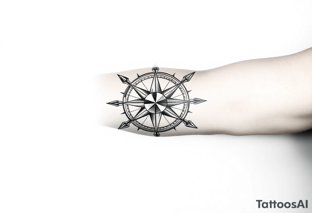 Half star half compass pirate life tattoo idea