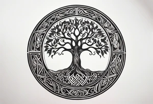 Circular tree of life, incorporating three letter D's tattoo idea