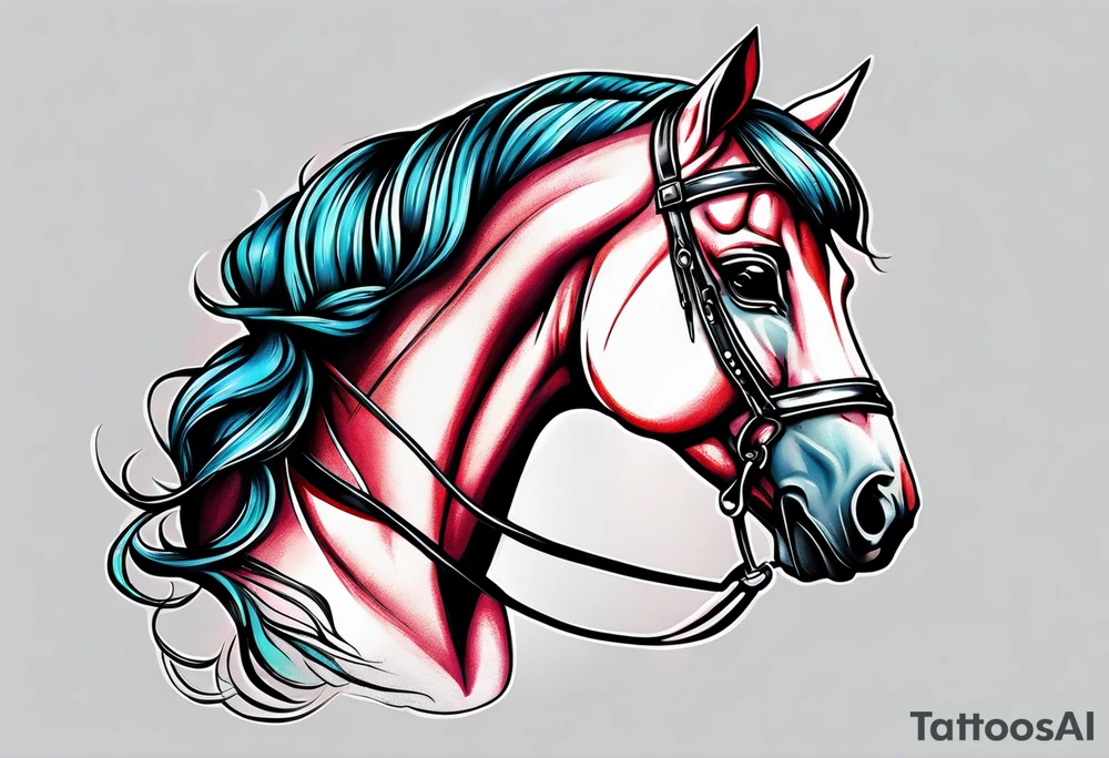 Pinup headless horsewoman tattoo idea