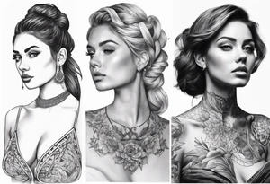 Collarbone tattoo based on evolution of woman tattoo idea