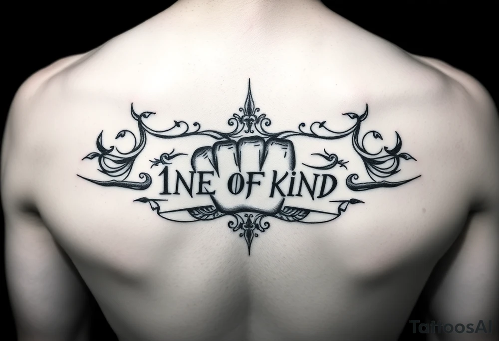 Thumb Print That Says 1NE OF A KIND in the middle tattoo idea