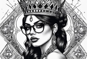 Diamond queen with glasses spooky beauty tattoo idea