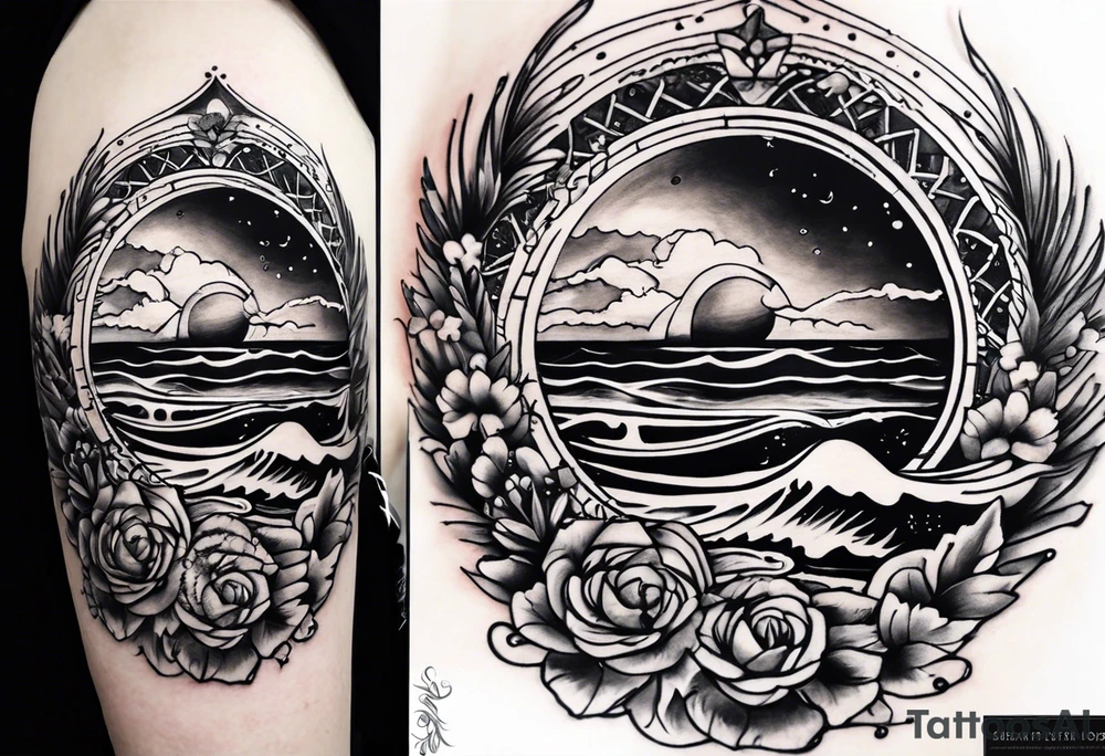 A balck tattoo for my shoulder with time and a date for my so 25.05.16 and a wave of beach about life tattoo idea A balck tattoo for my shoulder with time and a date for my so 25.05.16 and a wave of beach about life tattoo idea