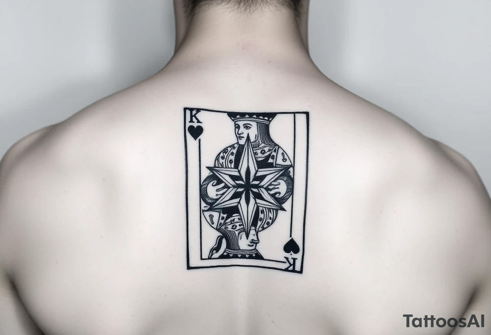 king of hearts card with army star tattoo idea