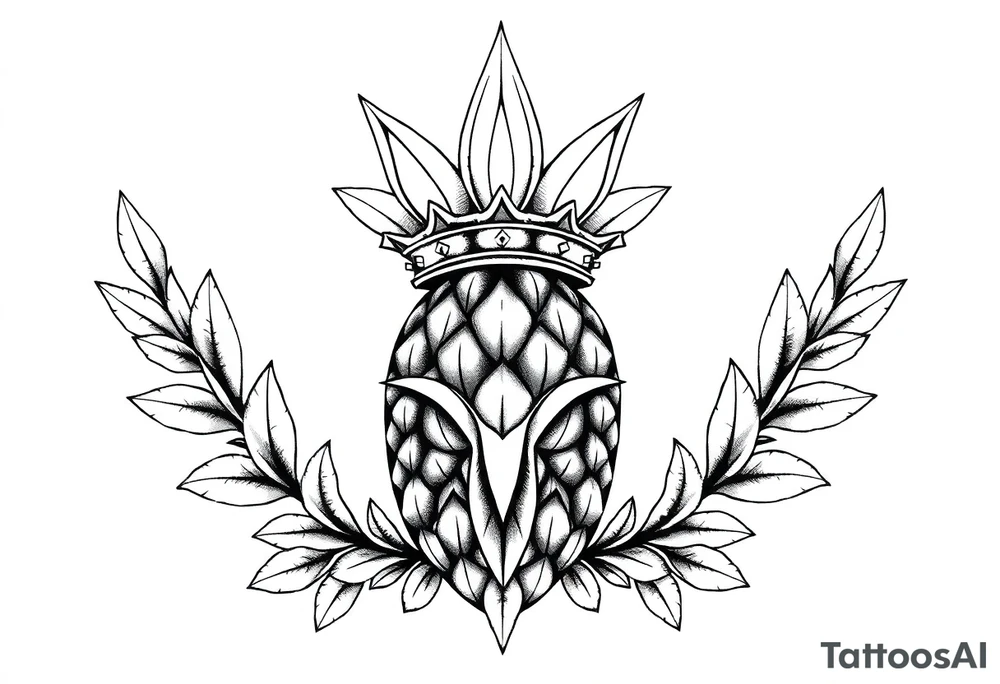 Majestic crown pineapple vagina and anus tattoo idea