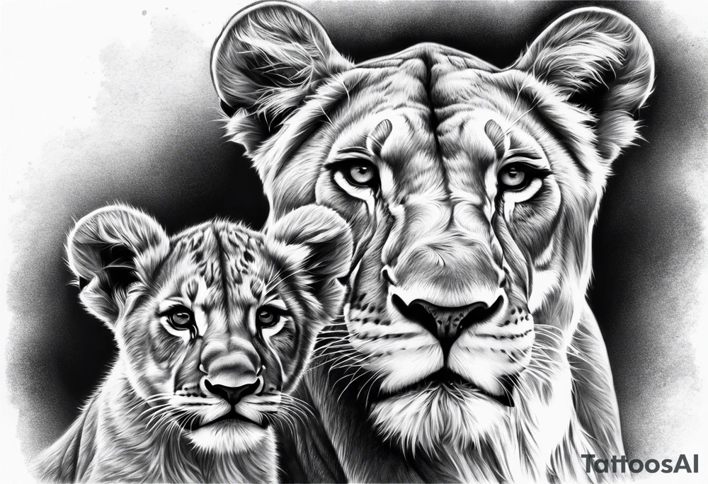 Lioness with 3 cubs tattoo idea