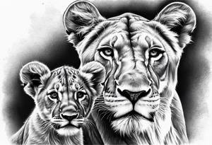Lioness with 3 cubs tattoo idea