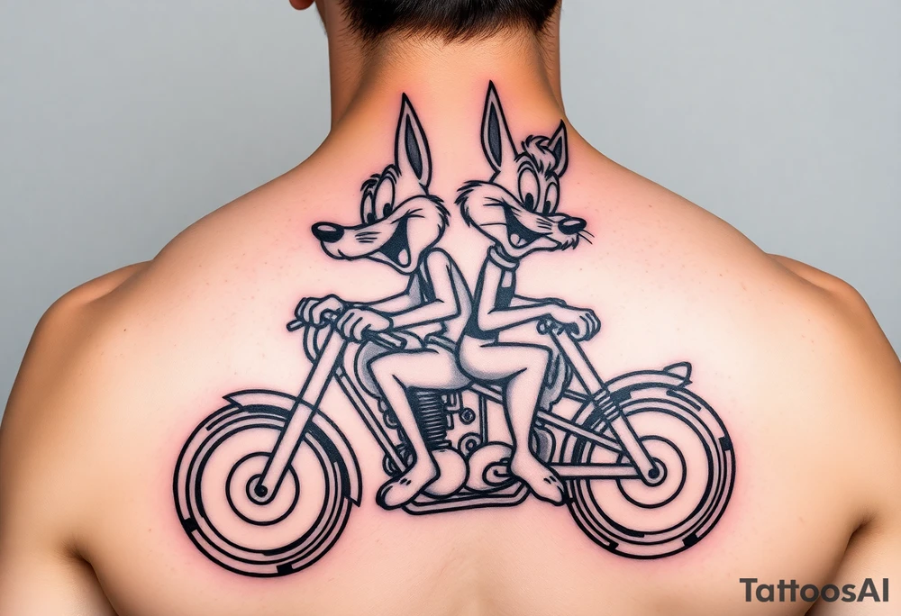 Mr. And Mrs. Taz looney toons characters riding a motorcycle tattoo idea