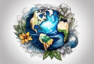 Earth realistic tattoo idea