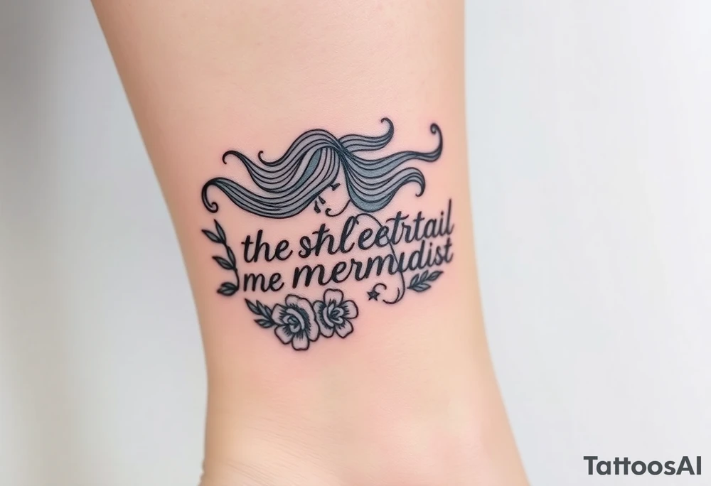 ethereal mermaid with flowing hair among coral and sea flowers tattoo idea