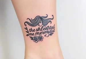 ethereal mermaid with flowing hair among coral and sea flowers tattoo idea