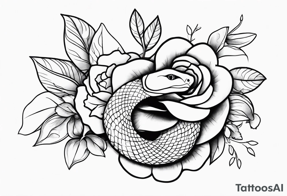 Snake and flowers tattoo idea
