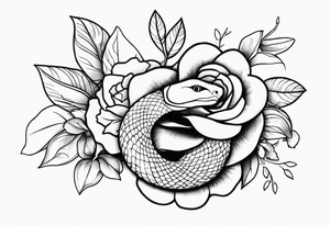 Snake and flowers tattoo idea