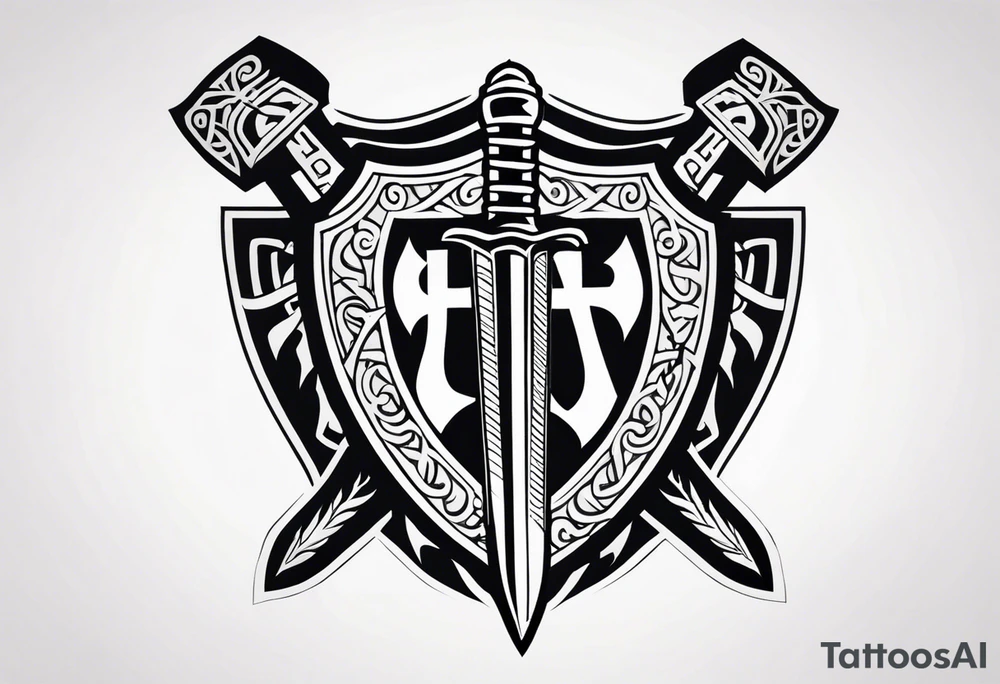 Valhalla sword shield 
 axe tattoo idea