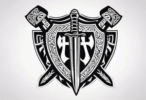 Valhalla sword shield 
 axe tattoo idea