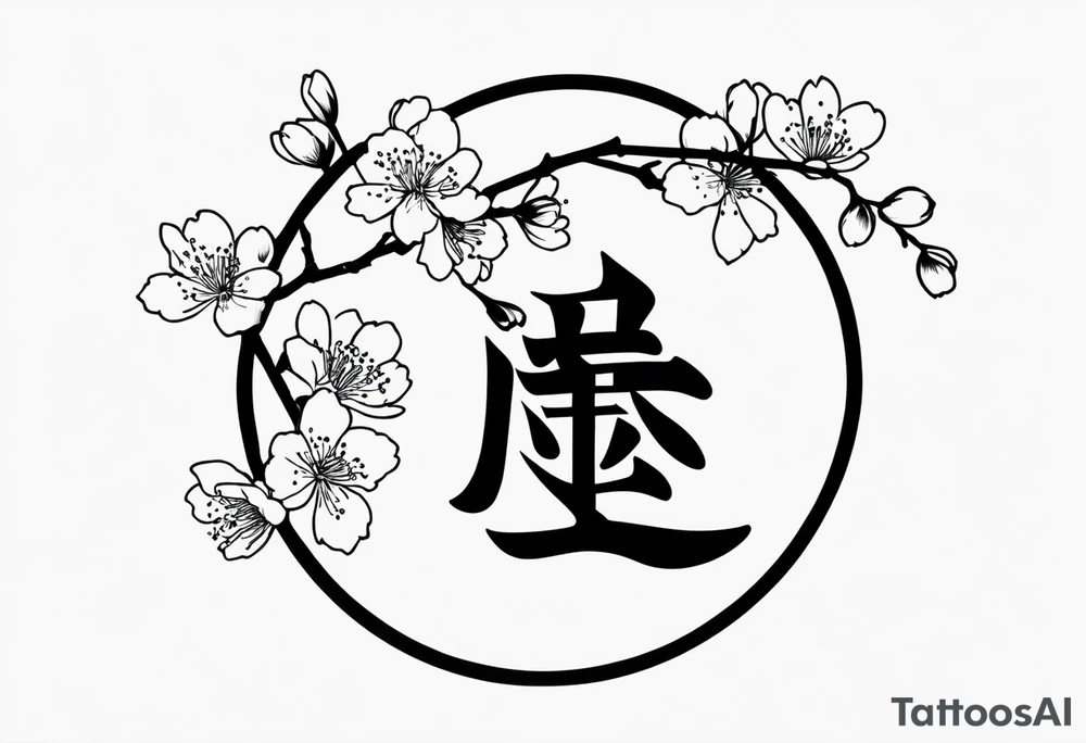 Kanji letter for shadow inside half circle with cherry blossoms tattoo idea Kanji letter for shadow inside half circle with cherry blossoms tattoo idea