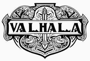 Valhalla sword shield axe heaven tattoo idea
