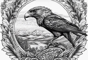 Cuervo en combate de frente a la carga tattoo idea
