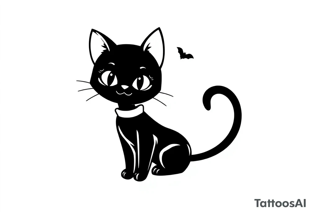 Adorable Halloween black cat tattoo idea