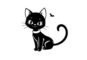 Adorable Halloween black cat tattoo idea