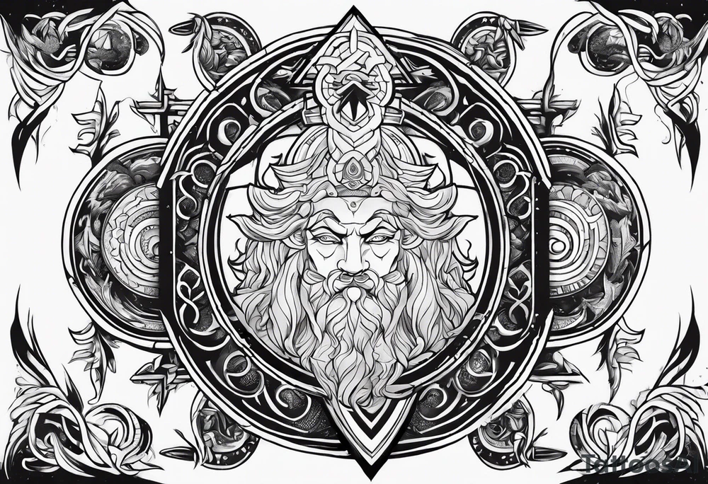 minimalist mythological gods tattoo idea