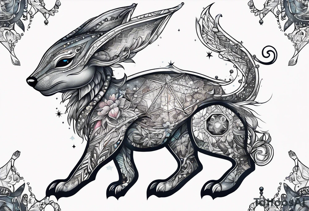 Constellation, animal alien, snowflake tattoo idea