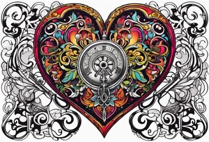 heart shaped antique skeleton key tattoo idea