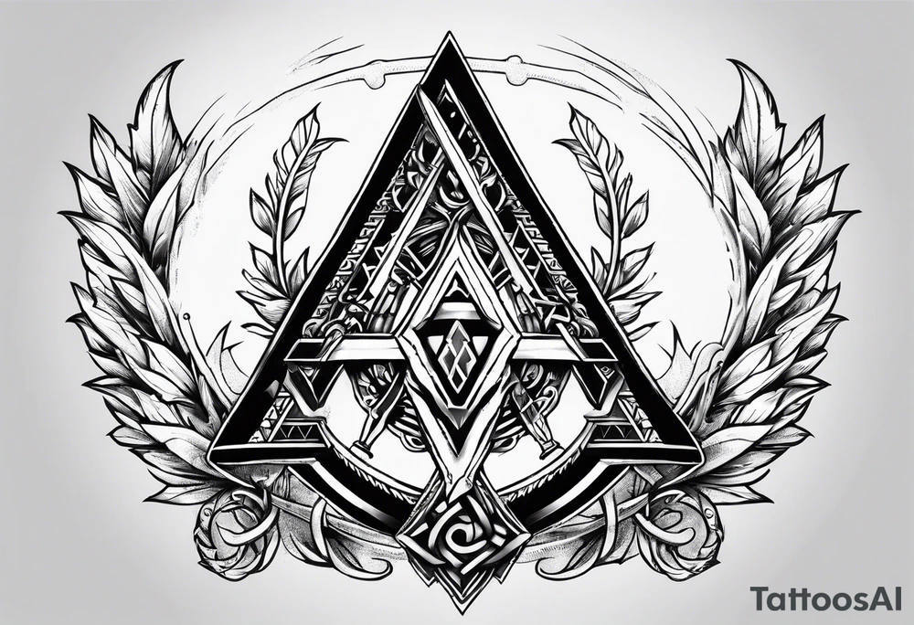 Valhalla valknut sword axe shield tattoo idea