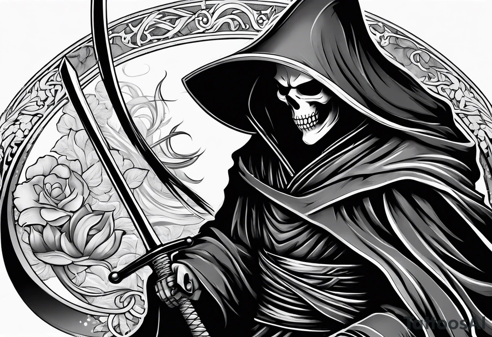 Katana and grim reaper tattoo idea