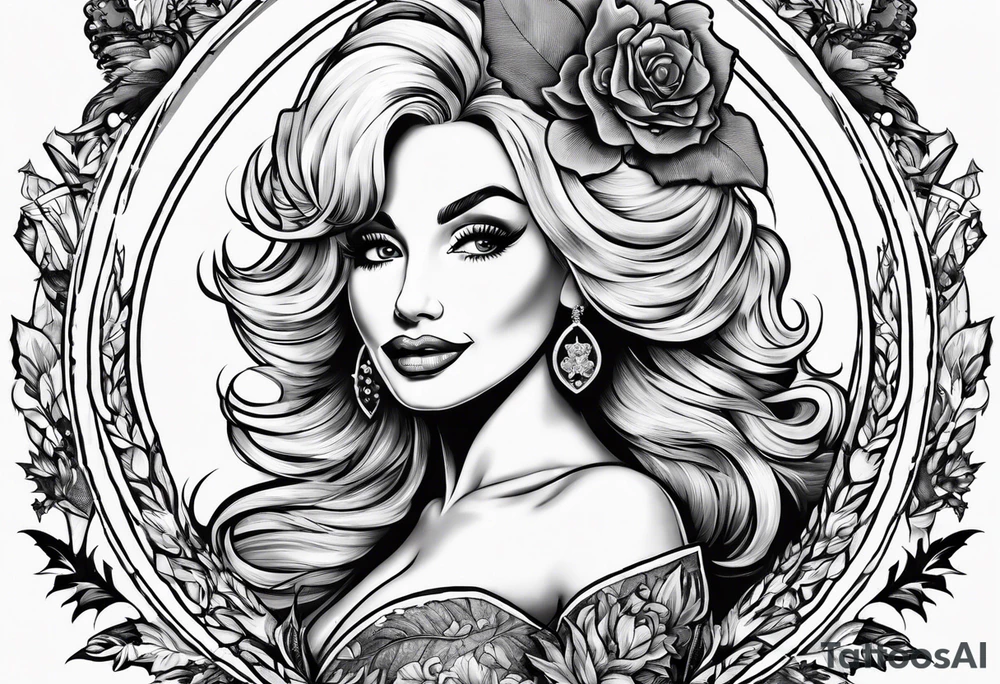 Dolly Parton holding an acorn tattoo idea