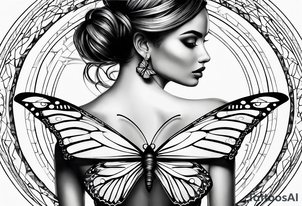 Butterfly with sacred geometry tattoo idea