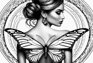 Butterfly with sacred geometry tattoo idea