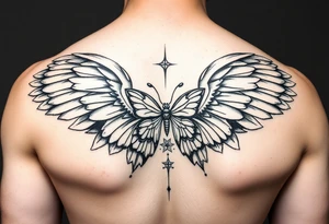Cupid and psyche Greek mythology  inspired using angel wings and butterfly wings as core concepts- more illustrative and mythological for arm tattoo tattoo idea