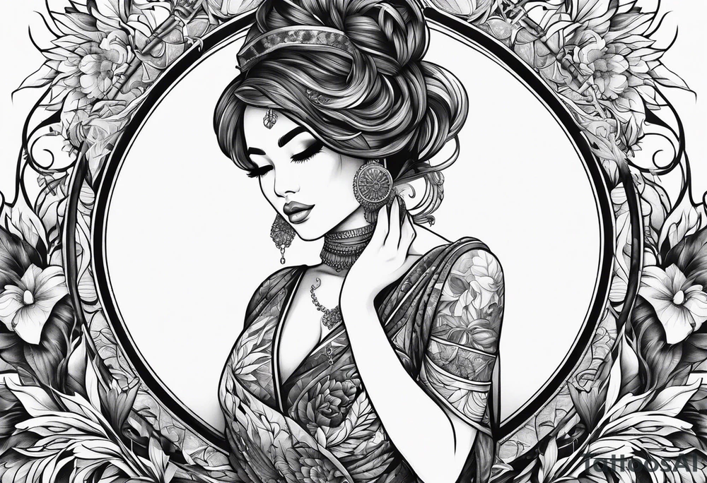 Beautiful woman from death to inner peace and self-love tattoo idea