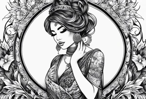 Beautiful woman from death to inner peace and self-love tattoo idea