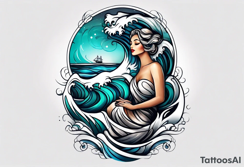 simple wave for outside forearm tattoo idea