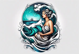 simple wave for outside forearm tattoo idea