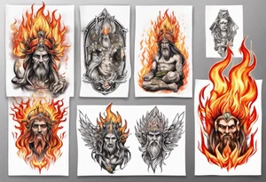 Spiritual gods on fire tattoo idea