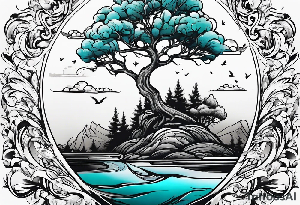 leave's tree flying away tattoo idea